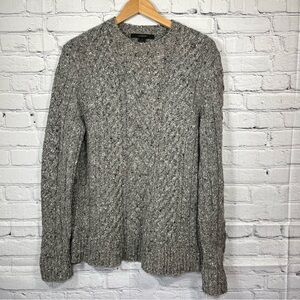 Vintage Express Fisherman Cable Knit Chunky Wool Sweater Womens Size Medium Gray